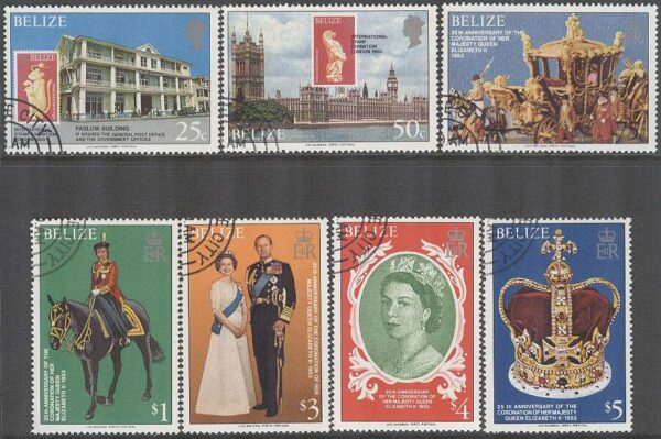 Belize - M  409--412, 414-416 Drottning Elisabeths kröning 25 år, 6 olika