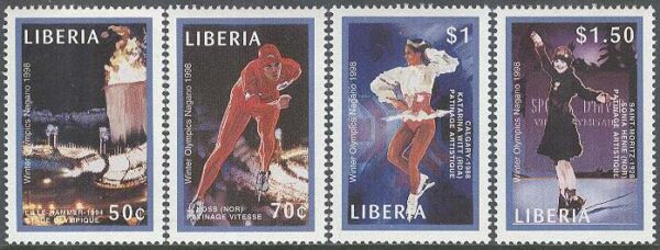 Liberia - M 1862-1865 OS i Nagano 1998 bla Johann Olav Koss, 4 kpl **