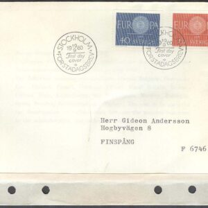 Sverige – FDC 1960-09-19 – Eurpa CEPT 1960, 2 kpl Adressat