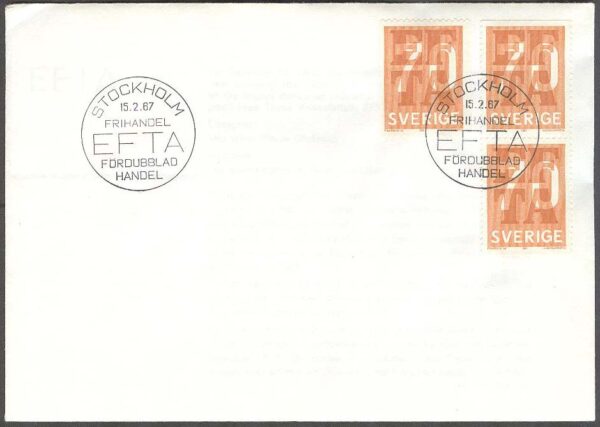 Sverige - FDC 1967-02-15 - EFTA, 3 kpl