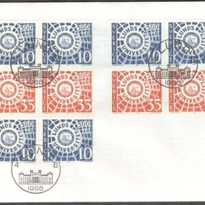 Sverige – FDC 1968-06-04 – Lunds Universitet 300 år, Delat Block kpl