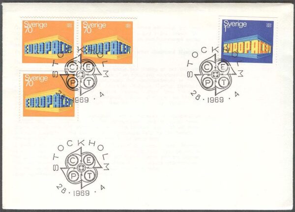 Sverige - FDC 1969-04-28 - Europa CEPT 1969 - CEPT 10 år, 4 kpl