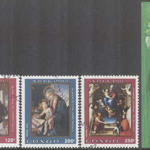 Kongo Brazzaville – M 1332-1335 + BL 96 Jul 1992 – Konst, 4 kpl + BL 96