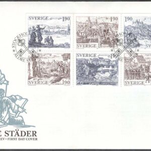 Sverige – FDC 1984-08-28 – Äldre städer, HBL kpl Vinjett 1
