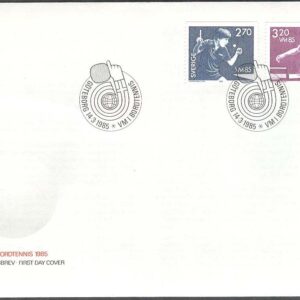 Sverige – FDC 1985-03-14 – VM i Bordtennis, 2 kpl Vinjett 1