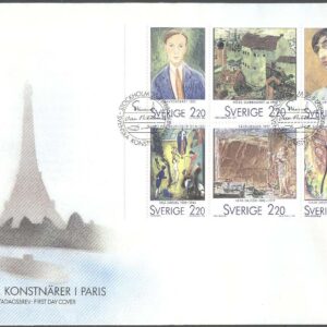Sverige – FDC 1988-08-25 – Svenska konstnärer i Paris, HBL kpl Vinjett 1