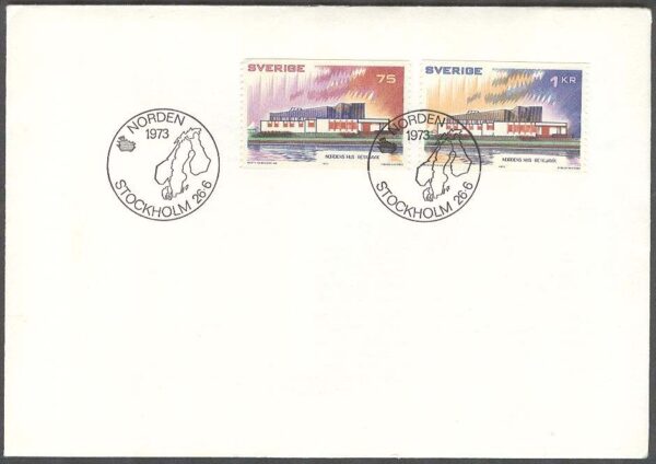 Sverige - FDC 1973-06-26 - Norden III. Nordens Hus Reykjavik, 2 kpl