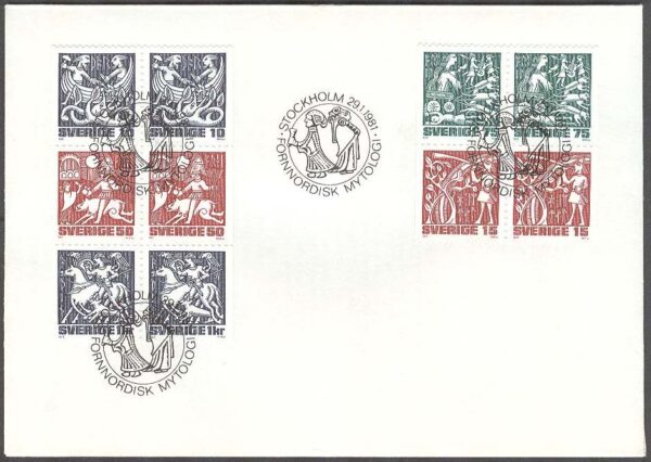 Sverige - FDC 1981-01-29 - Fornnordisk mytologi, delat 10 Block kpl