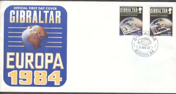 Gibraltar - FDC 1984-03-06 - Europa CEPT 1984 Post & Tele, 2 kpl