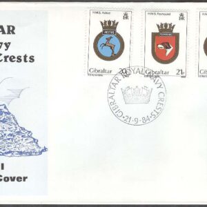 Gibraltar – FDC 1984-09-21 – Skeppsvapen III – Djurmotiv bla Fåglar, 4 kpl