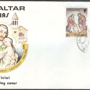 Gibraltar – FDC 1985-10-25 – Jul 1985 – Kyrka 100 år, par + 1 kpl