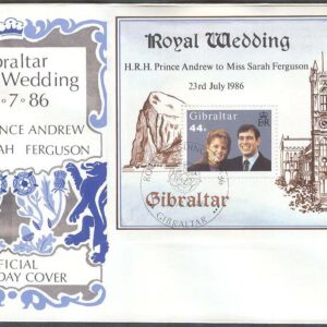 Gibraltar – FDC 1986-08-28 – Bröllop – Prins Andrew – S Ferguson, Block