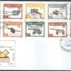 Gibraltar – FDC 1987-06-01 – Kanoner bla Bofors-Flak L 40/70, 13 kpl