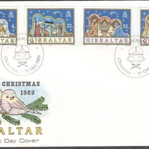 Gibraltar – FDC 1989-10-11 – Jul 1989 bla Den Heliga Familjen – Fåglar, 4 kpl