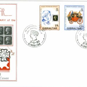 Gibraltar – FDC 1990-05-03 – Frimärken 150 år bla Sir Rowland Hill
