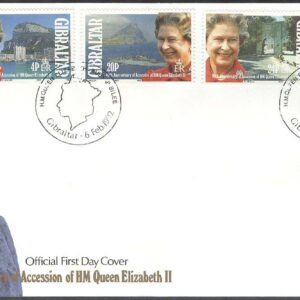 Gibraltar – FDC 1992-02-06 – Drottning Elisabeth II 25 år på Tronen, 5 kpl