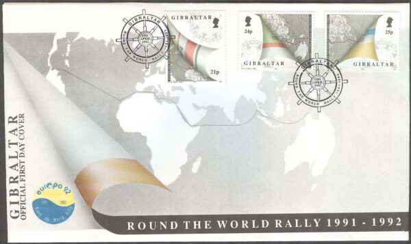 Gibraltar - FDC 1992-04-15 - Segeltävlingen Whitbread, 3 kpl