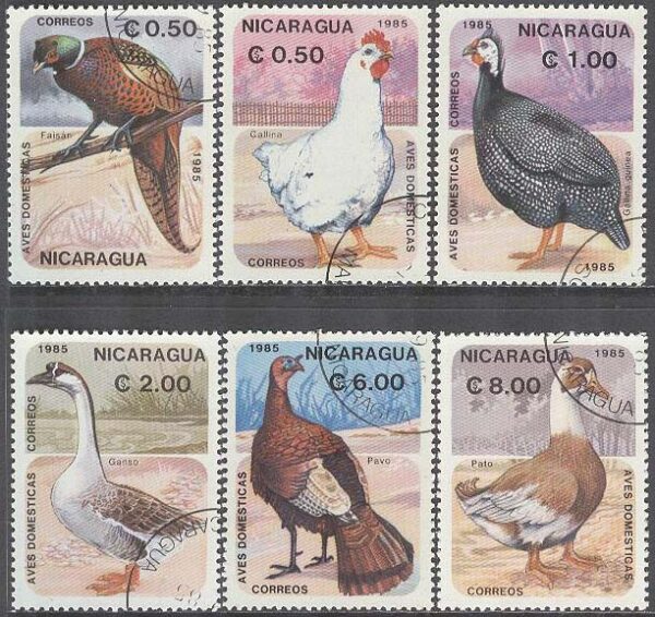 Nicaragua - M 2599-2604 Fåglar bla Tamhöna, 6 kpl
