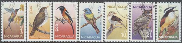 Nicaragua - M 2637-2643 Fåglar bla Större kiskadi eller Bentevi, 7 kpl stpl
