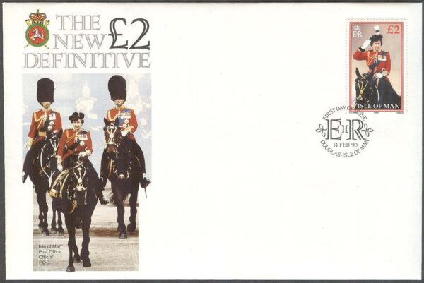 Isle of Man - FDC 1990-02-14 - Drottning Elisabeth II på Häst, 1 kpl