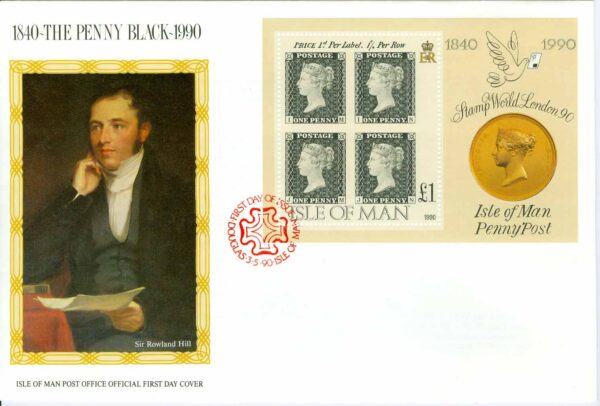 Isle of Man - FDC 1990-05-03 - Frimärket 150 år - Frimärke på Frimärken, block