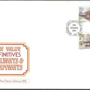 Isle of Man – FDC 1991-01-09 – Spårvagn & Järnväg – Lok, 2 kpl