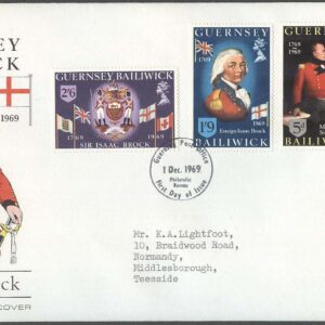 Guernsey – FDC 1969-12-01 – Sir I Brock – Generalmajor, 4 kpl