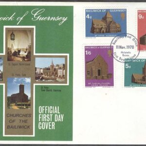Guernsey – FDC 1970-11-11 – Jul 1970 – Byggnader – Kyrkor, 4 kpl