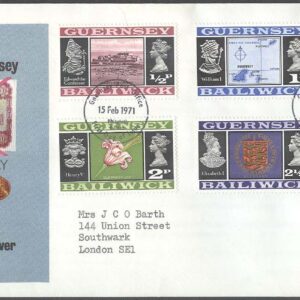 Guernsey – FDC 1971-01-06 – Landskap & Vapen, 15 kpl