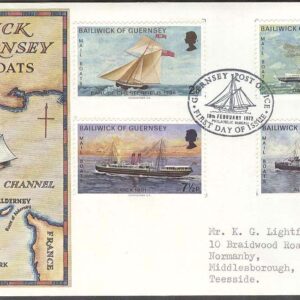Guernsey – FDC 1972-02-10 – Postfartyg I bla Earl of Chesterfield, 4 kpl