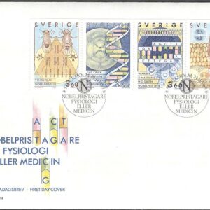 Sverige – FDC 1989-11-24 – Nobelpristagare – Fysiologi-Medicin, 4 kpl Vinjett 1