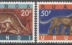 Ruanda-Urundi – M  180-181 A Skyddade Djur II – Leopard & Lejon, 2 kpl **