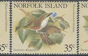 Norfolk Island – M  271-275 Fåglar – Vitbröstad paradisfågel, 5 kpl **