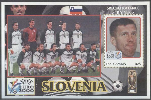 Gambia - M BL 488 EM i Fotboll i Belgien & Holland 2000 Slovenien, Block **