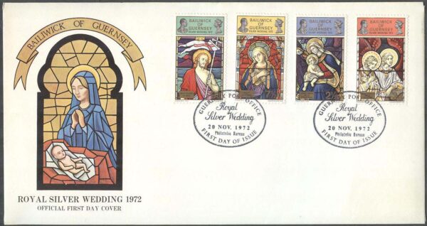 Guernsey - FDC 1972-11-20 - Jul 1972 - Konst -Kungaparets Silverjubileum, 4 kpl