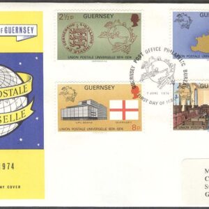 Guernsey – FDC 1974-06-07 – Världspostföreningen UPU 100 år 1974, 4 kpl
