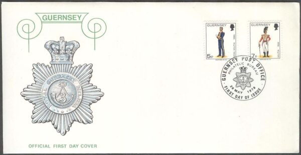 Guernsey - FDC 1976-05-29 - Militäruniformer, 2 kpl