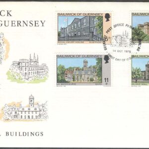 Guernsey – FDC 1976-10-14 – Jul 1976 – Byggnader bla College, 4 kpl