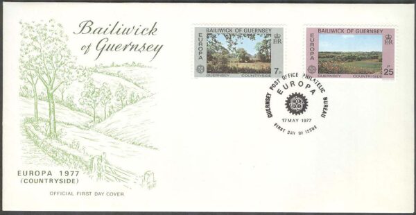 Guernsey - FDC 1977-05-17 - Europa CEPT 1977 Landskap, 2 kpl