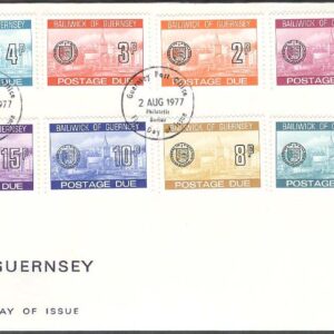 Guernsey – FDC 1977-08-02 – St. Peter Port – Portomärken, 10 kpl
