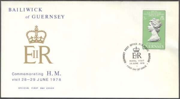 Guernsey - FDC 1978-06-28 - Elisabeth II`s och Hertigen av Edinburghs besök, 1 kpl