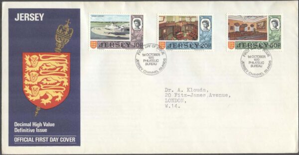 Jersey - FDC 1970-10-01 - Motiv från Jersey, 3 märken