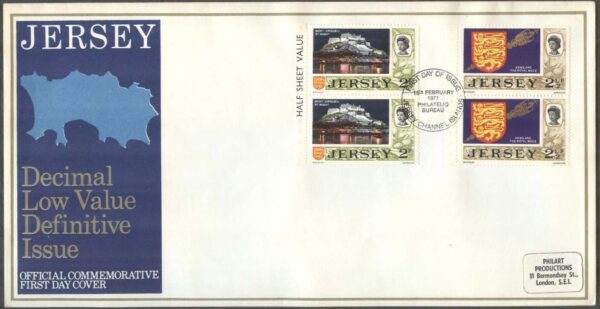 Jersey - FDC 1971-02-15 - Motiv från Jersey, 2 st par