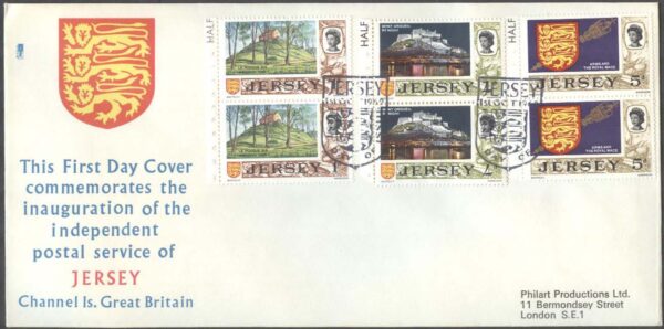Jersey - FDC 1969-10-01 - Motiv från Jersey, 3 st par