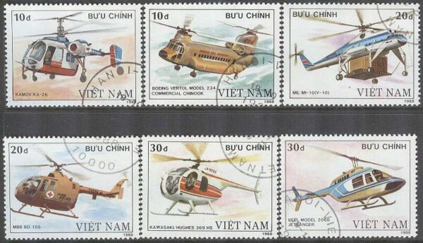 Vietnam - M 2014-2019 Flyg - Helikoptrar bla Bell 206 B Jet Ranger, 6 olika
