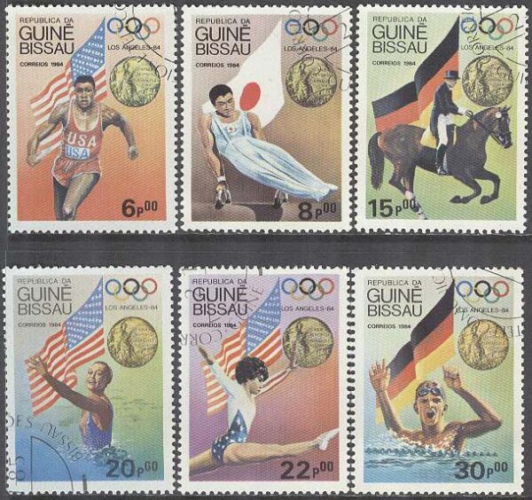 Guinea-Bissau - M  818-823 OS i Los Angeles 1984 Medaljörer bla C Lewis, 6 olika