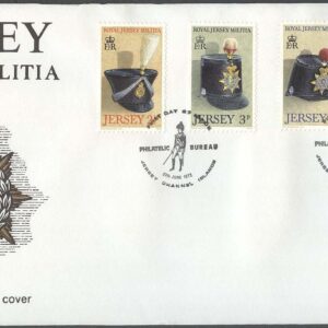 Jersey – FDC 1972-06-27 – Gamla hjälmar I bla från Infanteriet, 4 kpl