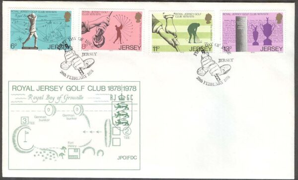 Jersey - FDC 1978-02-28 - Sport - Kungliga Golfklubben på Jersey 100 år, 4 kpl
