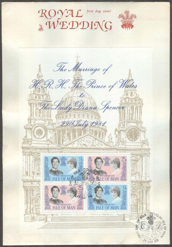Isle of Man - FDC 1981-07-29 - Bröllop Prins Charles & Diana, Block