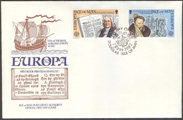 Isle of Man - FDC 1982-06-01 - Europa CEPT 1982 Historia, 2 kpl